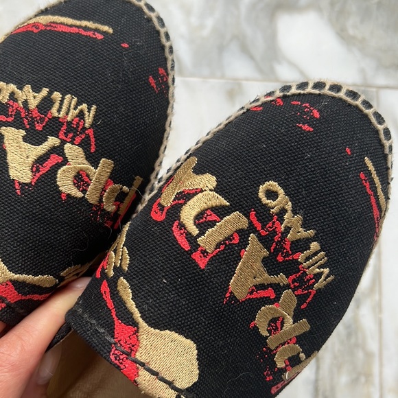 Prada espadrilles with logo hand-stitched, Prada logo flats shoes women 9 1/2 - Picture 6 of 7